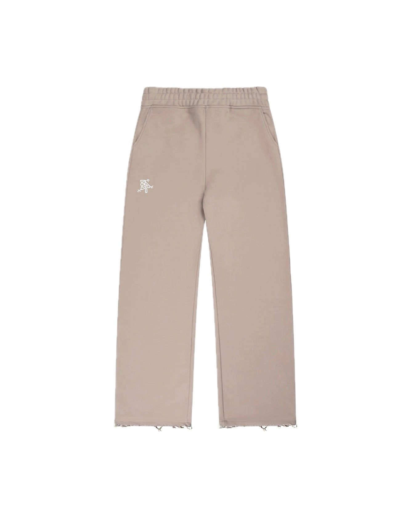 Swaetpants fondo tagliato a vivo con ricamo beige