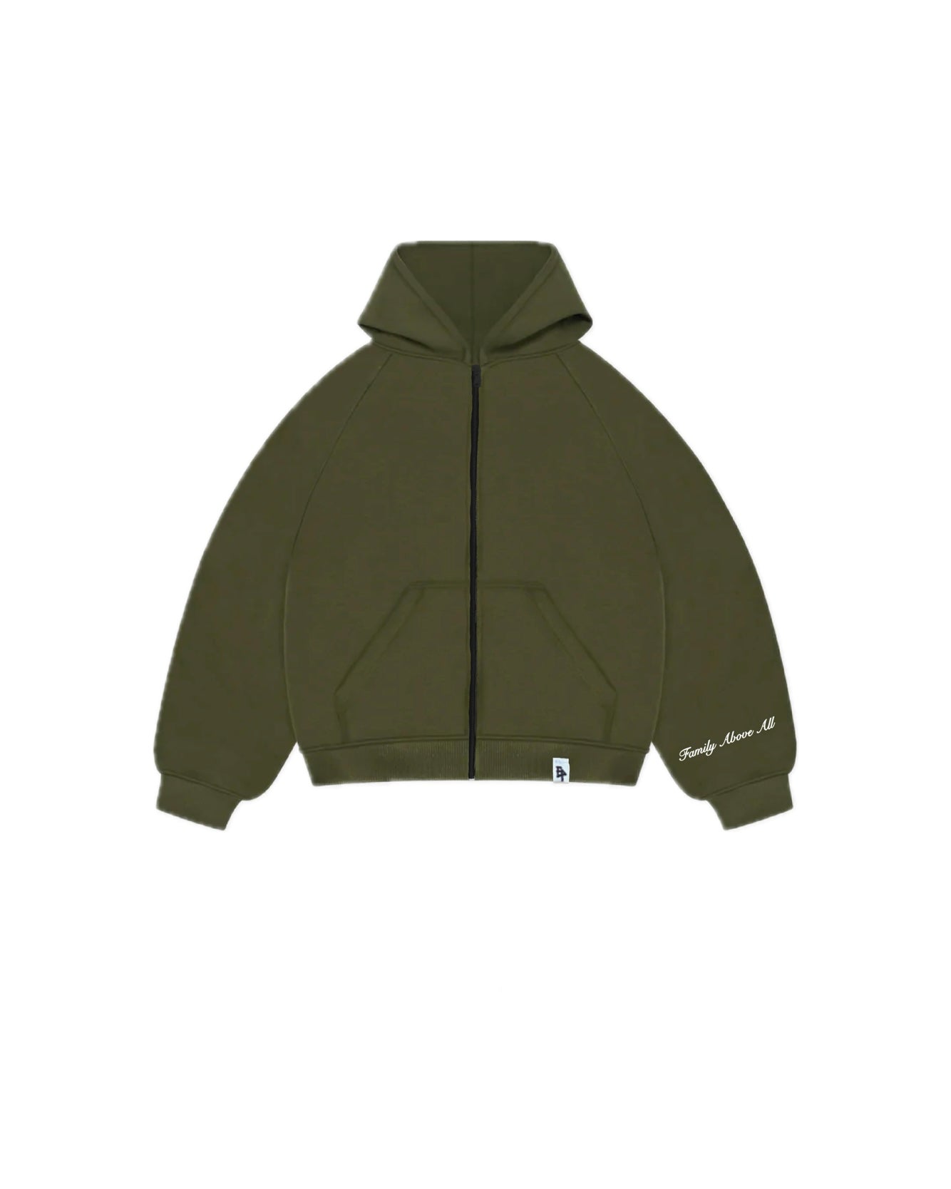 Zip-Hoodie “Family Above All” - Verde bosco