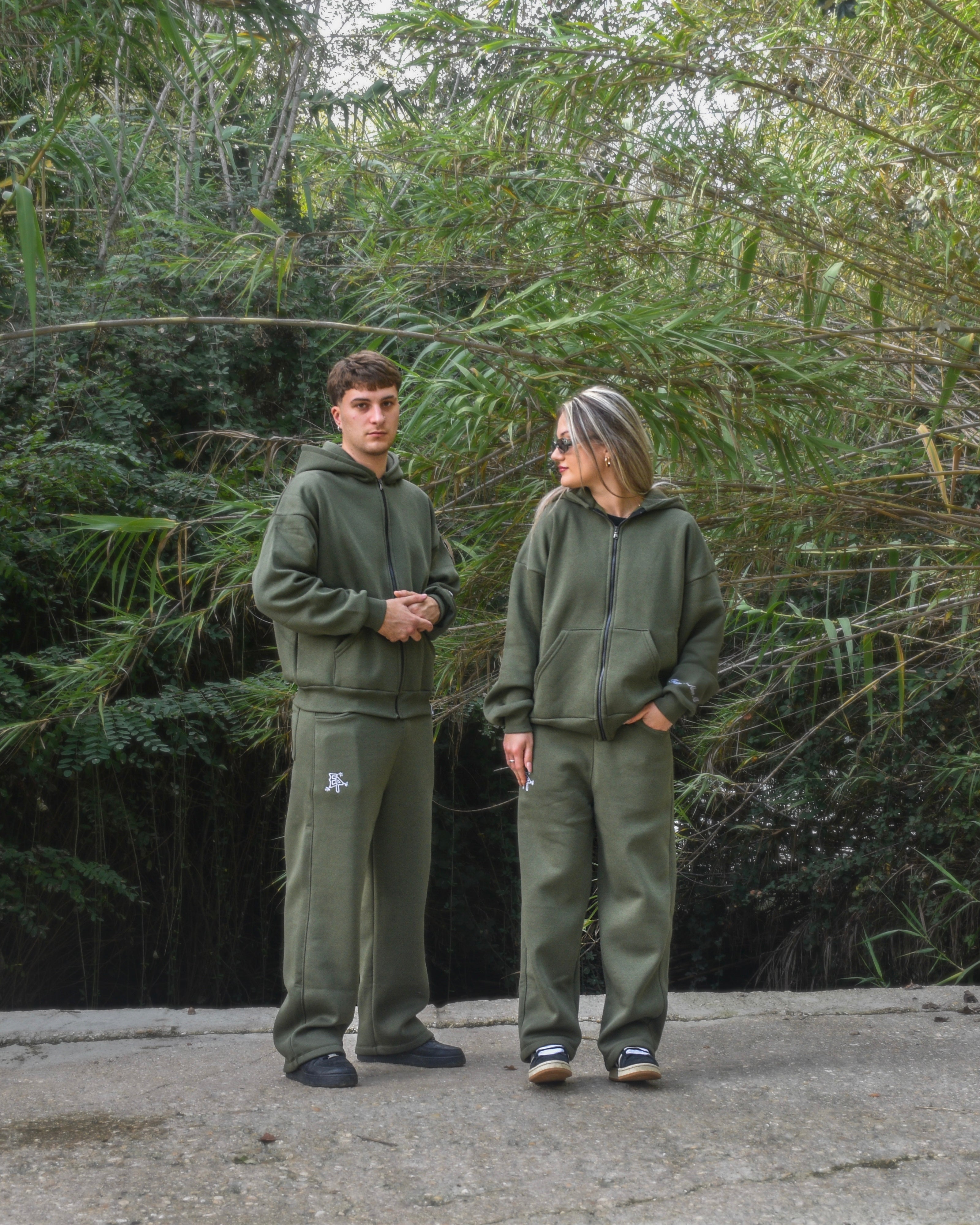 Swaetpants “EP” con fondo largo - Verde bosco