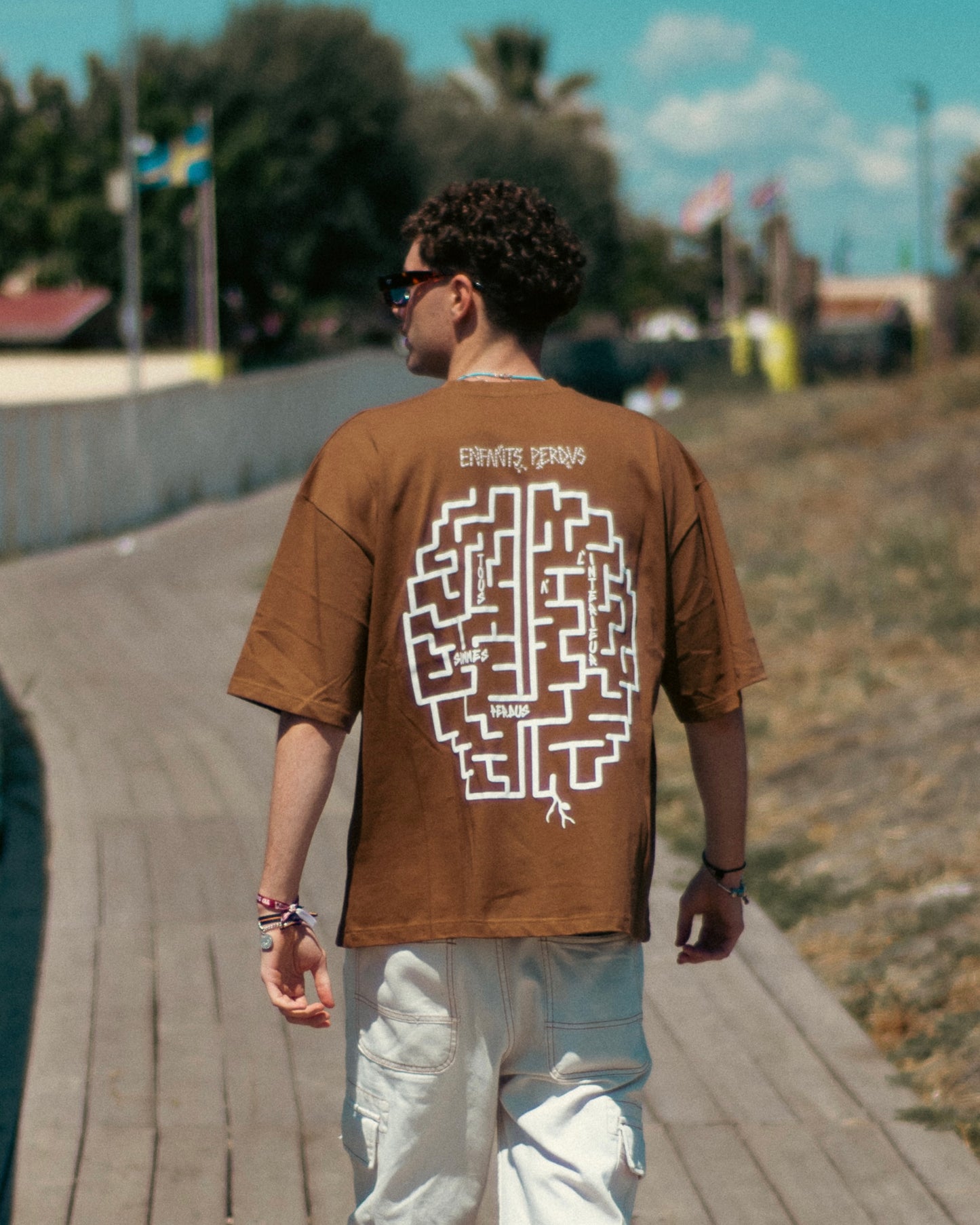 BRAIN LABYRINTH TEE MARRONE