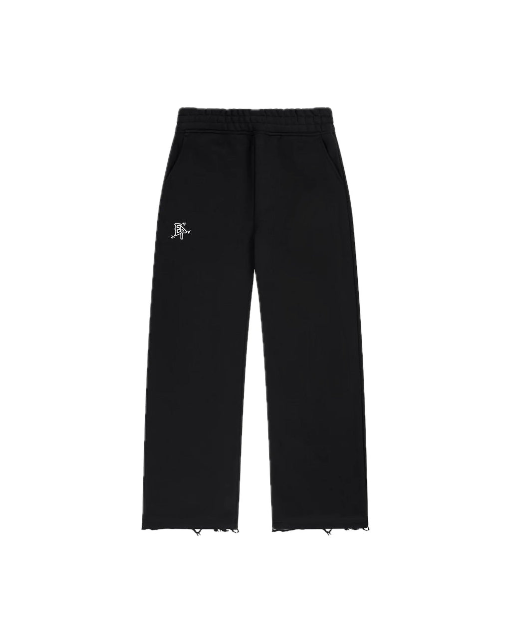 Swaetpants fondo tagliato a vivo con ricamo nero