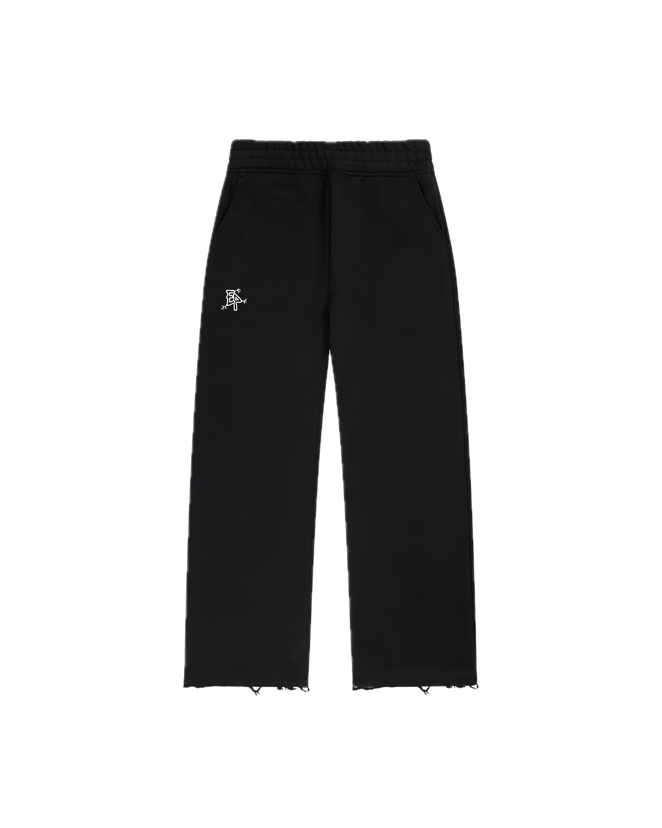Swaetpants fondo tagliato a vivo con ricamo nero