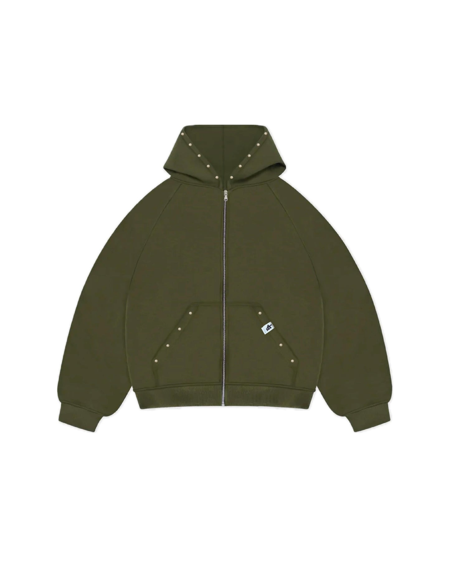 Zip-Hoodie “Leather and Pearls” - Verde Bosco