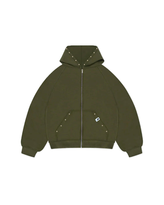 Zip-Hoodie “Leather and Pearls” - Verde Bosco