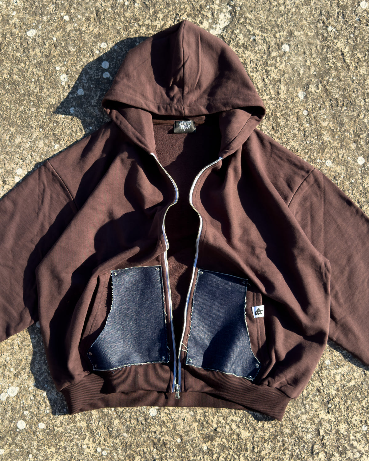 Zip-Hoodie “Denim Skin” - Marrone