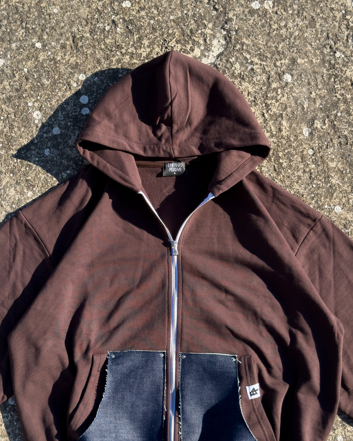 Zip-Hoodie “Denim Skin” - Marrone