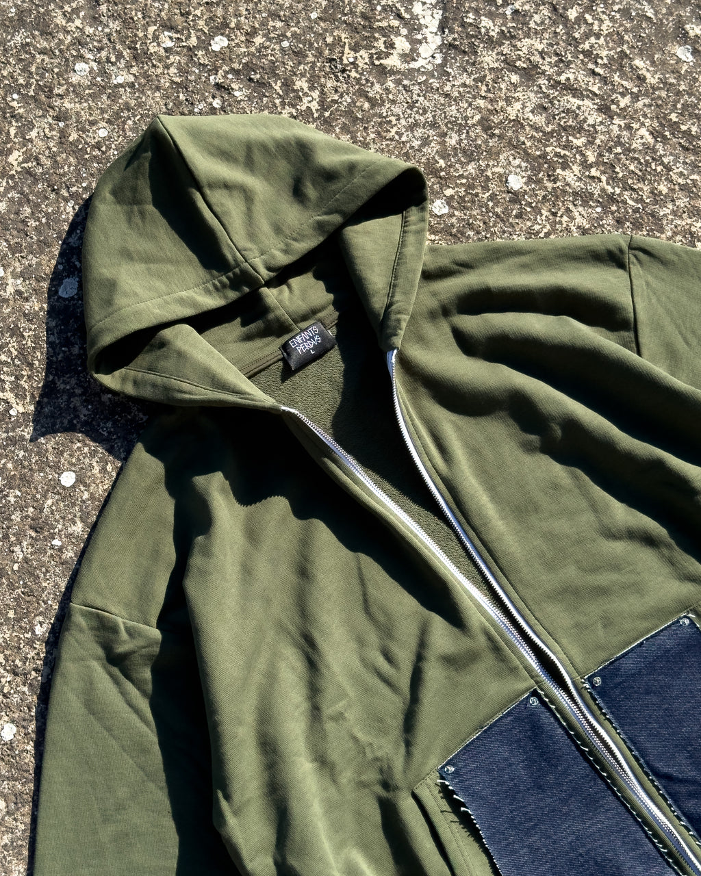 Zip-Hoodie “Denim Skin” - Verde Bosco