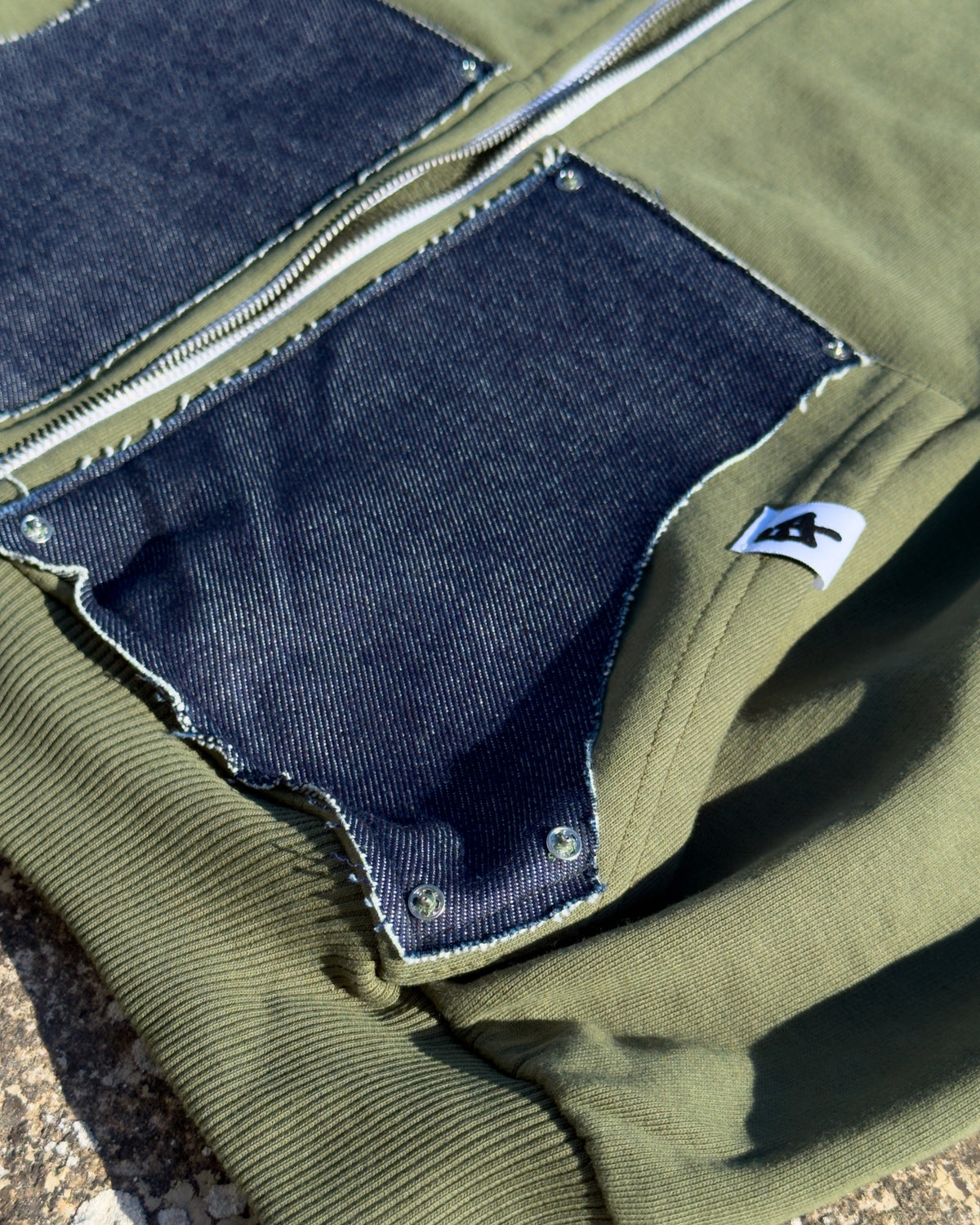 Zip-Hoodie “Denim Skin” - Verde Bosco