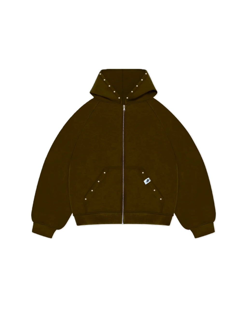Zip-Hoodie “Leather and Pearls” - Mocha