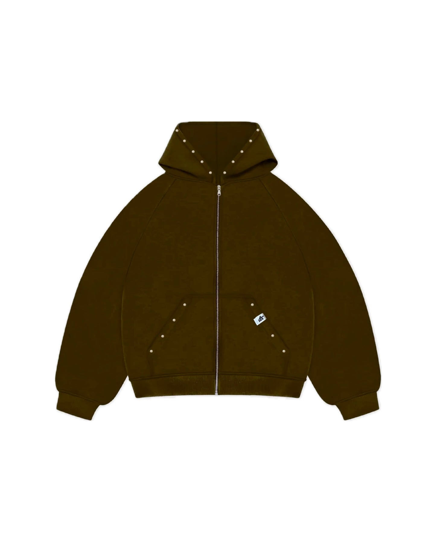 Zip-Hoodie “Leather and Pearls” - Mocha