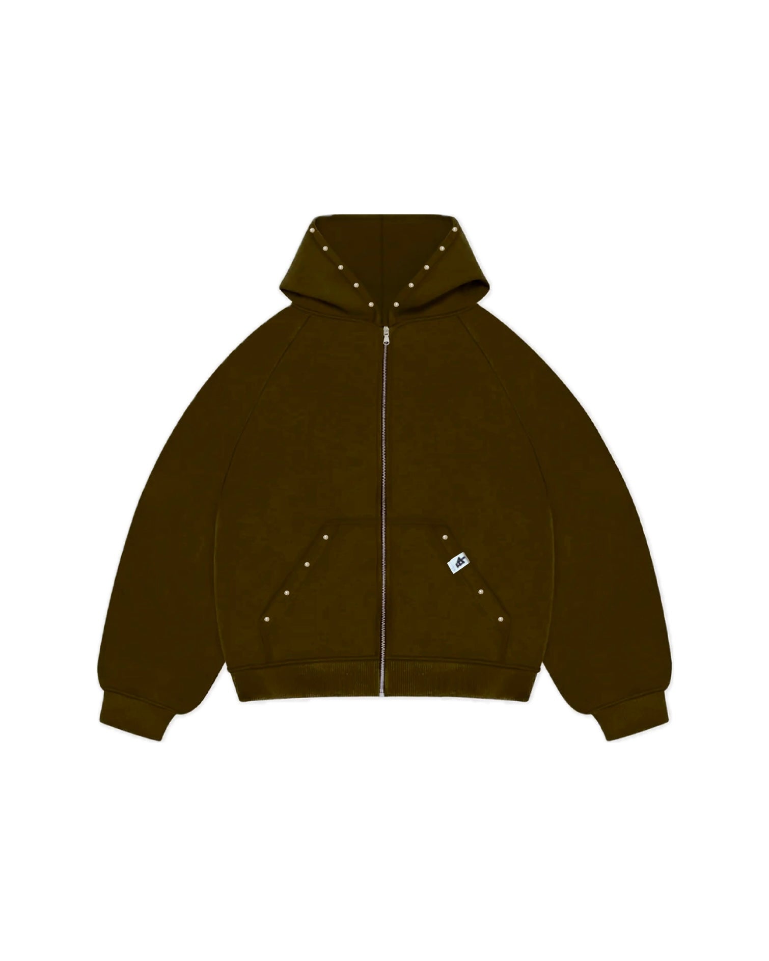 Zip-Hoodie “Leather and Pearls” - Mocha