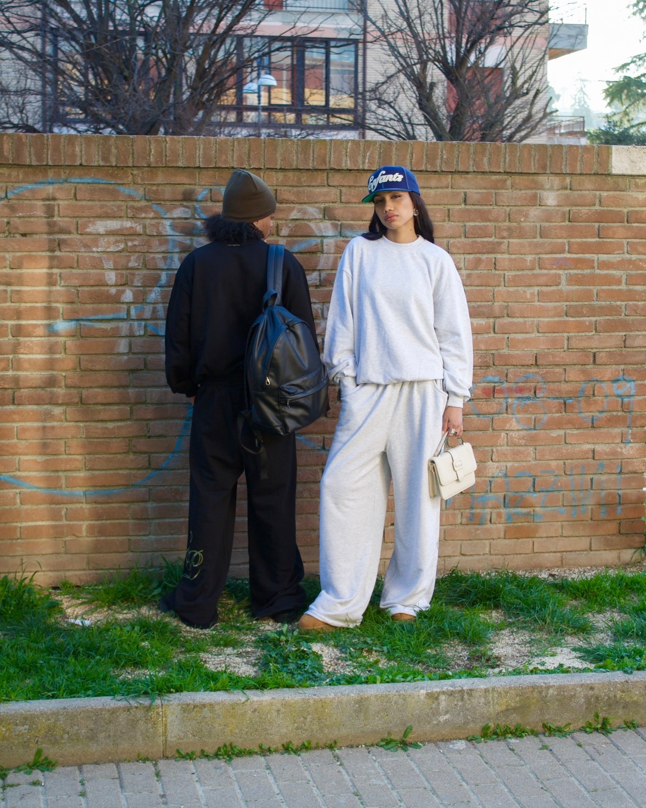 Tracksuit “cozy uniform” - Grigio e tartan Blu royal/navy