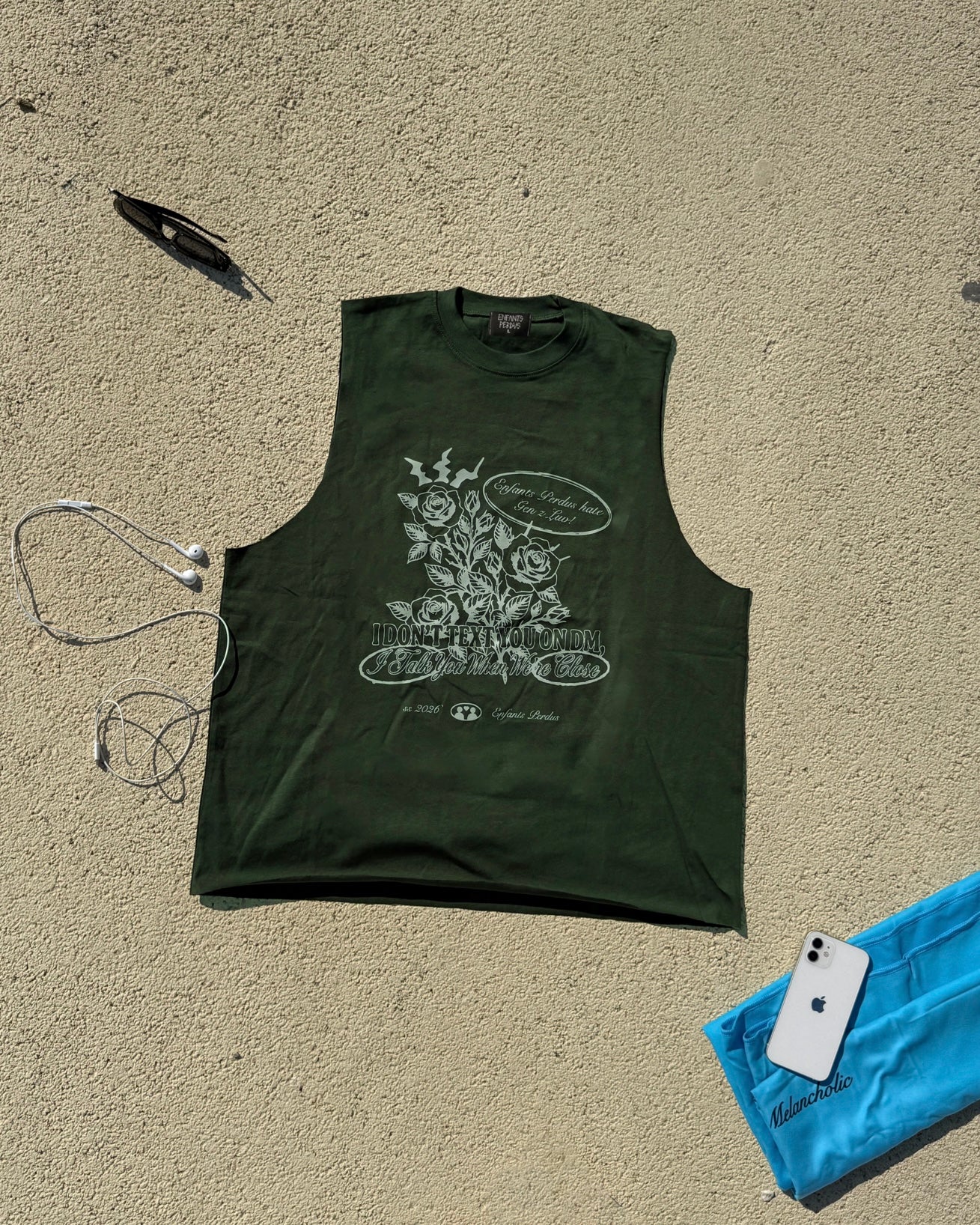 Tee No Sleve “I don’t text you” - Verde Bosco