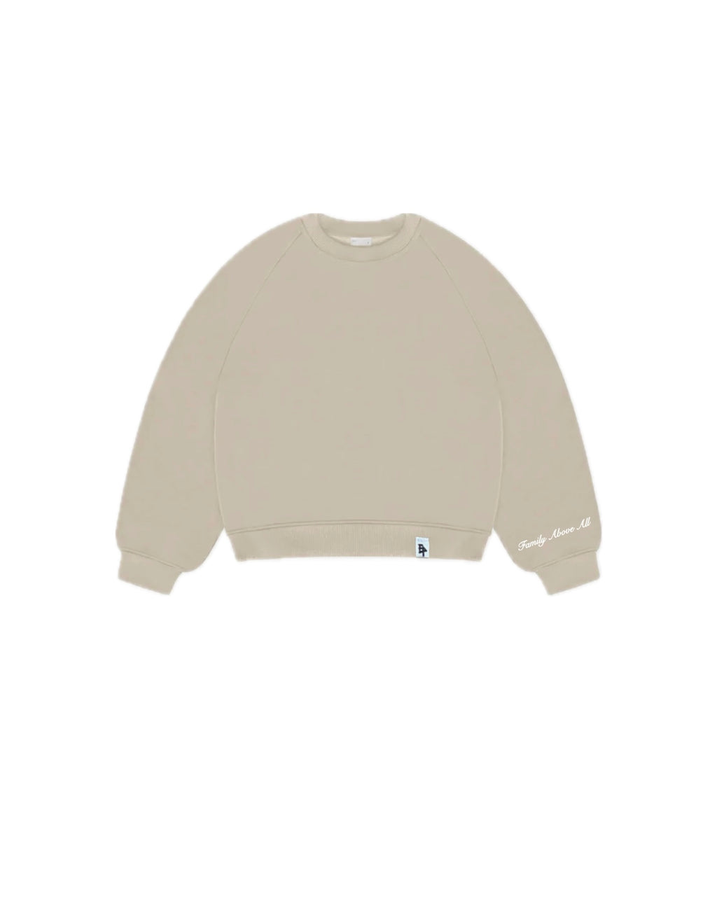 Crewneck Hoodie “Family Above All” - Beige