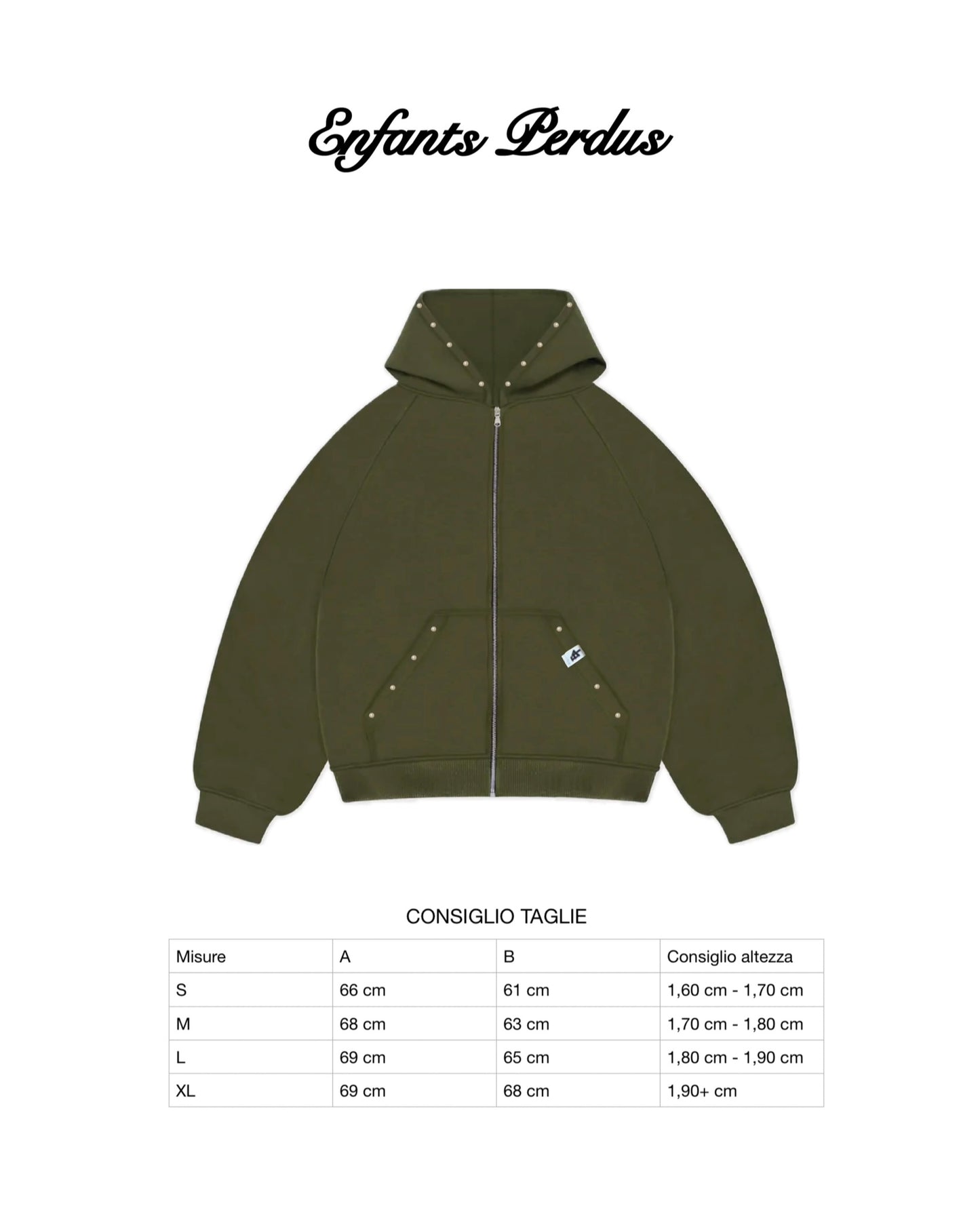Zip-Hoodie “Leather and Pearls” - Verde Bosco