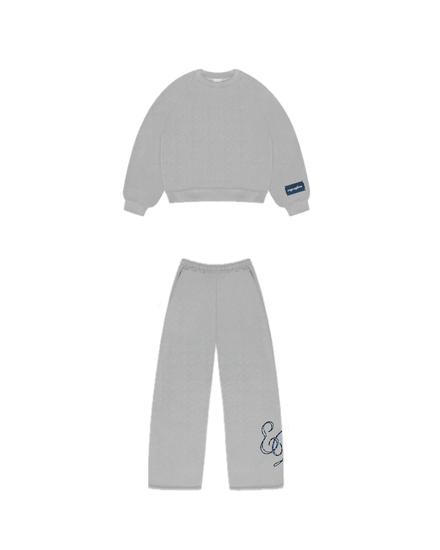 Tracksuit “cozy uniform” - Grigio e tartan Blu royal/navy