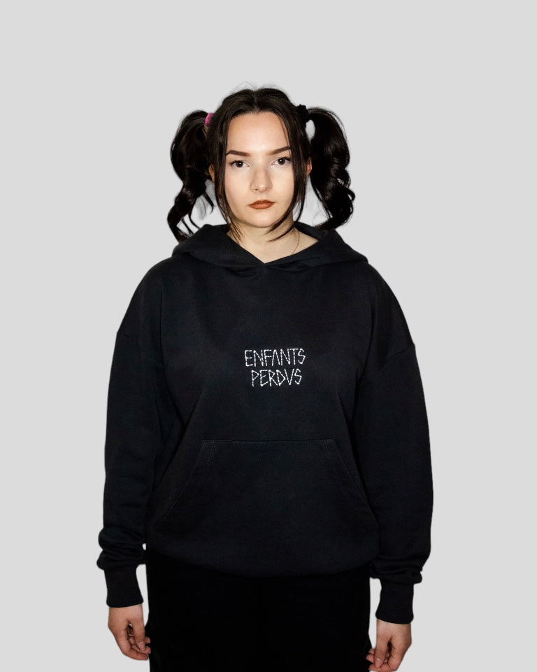 Felpa Hoodie Enfants Perdus - Nero Slavato